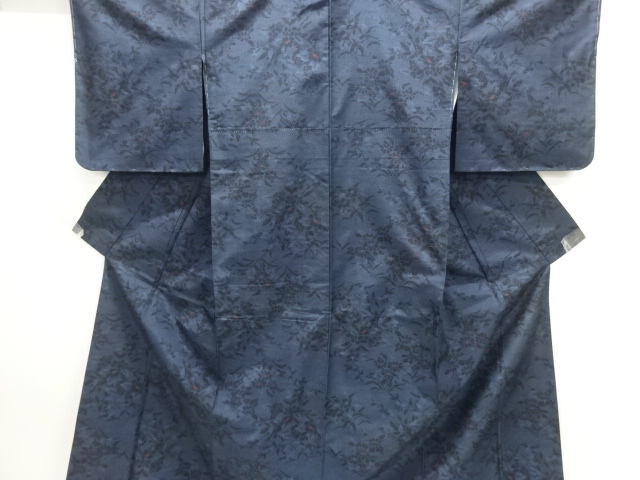 Hand-woven pongee kimono with woven floral pattern